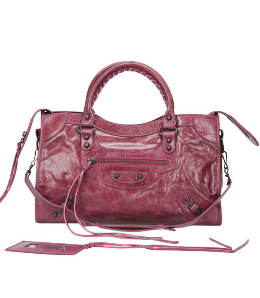 Balenciaga Motorcycle City Bag in pelle viola Red Oil